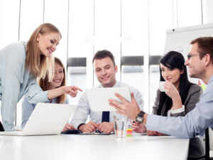 Group of business people working at office