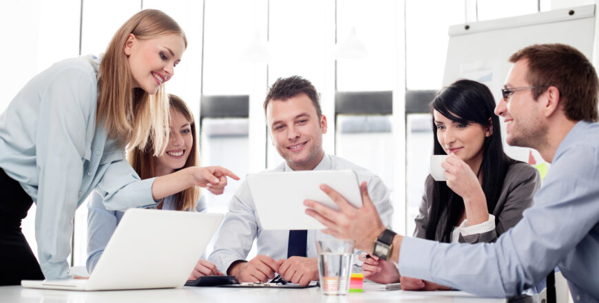 Group of business people working at office